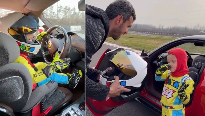 Sosyal medya bunu konuşuyor: Kenan Sofuoğlu'nun oğlu Zayn, Ferrari sürdü! 