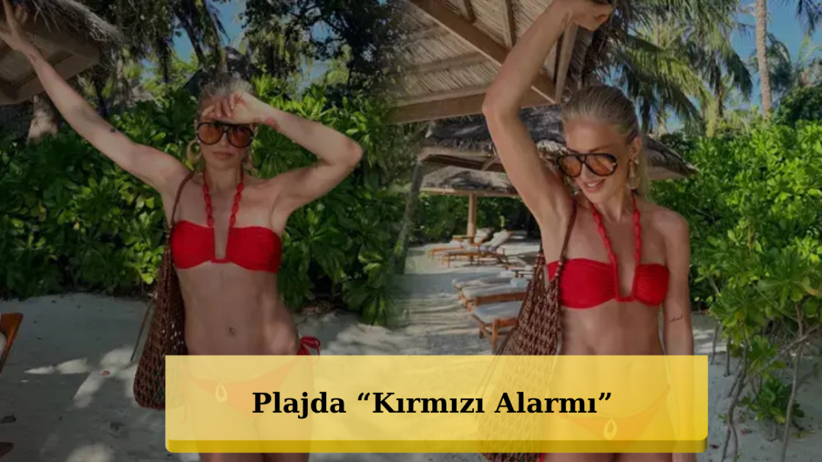 Sahilde Kırmızı Fırtına! Burcu Esmersoy Kusursuz Fiziğiyle Genç Kızlara Taş Çıkarttı!